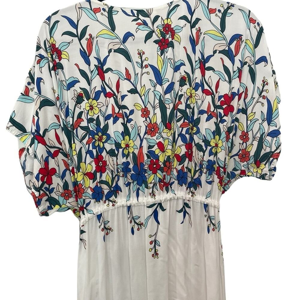 CUPSHE Floral Cotton Maxi Cover‑Up Front Tie V‑Neck Empire Waist One Size - Picture 5 of 7